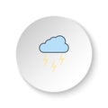 Round button for web icon, rain, energy, lighting. Button banner round, badge interface for application illustration