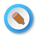 Round button for web icon, sausage, meal. Button banner round, badge interface for application illustration