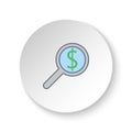 Round button for web icon, search, dollar. Button banner round, badge interface for application illustration