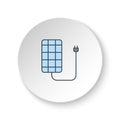 Round button for web icon, solar, charger. Button banner round, badge interface for application illustration