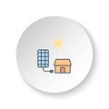 Round button for web icon, solar, charger, home. Button banner round, badge interface for application illustration