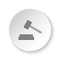 Round button for web icon, Trial hammer. Button banner round, badge interface for application illustration