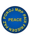 Round button with word Peace in several languages Royalty Free Stock Photo