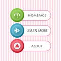 Round buttons with arrow symbols and text Royalty Free Stock Photo
