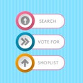 Round buttons with arrow symbols and text Royalty Free Stock Photo