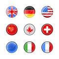 Round buttons set-flags Royalty Free Stock Photo