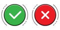 Round buttons with YES and NO Checmarks Royalty Free Stock Photo