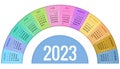 Round Calendar Planner for 2023. Print Template, Your Logo and Text. Portrait Orientation. 2023 Calendar of 12 Months.