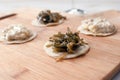 Round canapes with seaweed Royalty Free Stock Photo