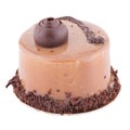 Round cappucino souffle cake with chocolate