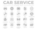 Round Car Service Icons Set with Battery, Oil, Gear Shifter, Filter, Polishing, Key, Steering Wheel, Diagnostic, Wash, Mirror, Royalty Free Stock Photo