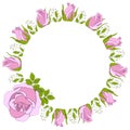 Round card as a gift with delicate rosebuds