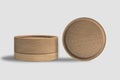 round cardboard bamboo cream container isolated