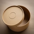 Round cardboard box with an open lid, revealing an empty interior Royalty Free Stock Photo
