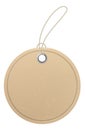 Round cardboard tag. Luggage brown paper label