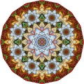 Round carpet with beautiful floral ornament. Lotus flower in the center. Interior Design Royalty Free Stock Photo