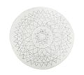 Round carpet with ornament on white background, top view. Royalty Free Stock Photo