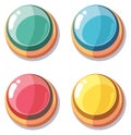 Round cartoon buttons. Glossy game interface elements