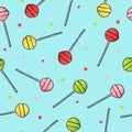 Round cartoon lollipops seamless pattern.