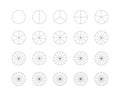 Round chart. Circle section graph. Circular structure template. Pie diagram divided into pieces
