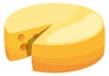 Round cheese block cutted. Cartoon cuisine icon