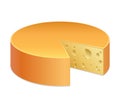 Round cheese with cut, illustration isolated on white