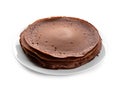 round chocolate cake isolated on white background with clipping path