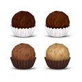 Round chocolate candies in corrugated paper wrapper Royalty Free Stock Photo