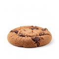 Round chocolate chip cookie with cracks on a light background, isolated on a white background Royalty Free Stock Photo