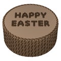 Round chocolate cream with words happy easter