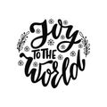 Round Christmas Ornament with hand drawn lettering text - Joy to the World. Holiday decoration. Royalty Free Stock Photo