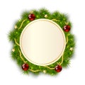 Round Christmas wreath of fir branches Royalty Free Stock Photo