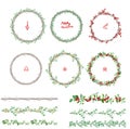 Round Christmas wreathes. Endless pattern brushes.