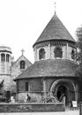 Round Church in Cambridge. England Black and white