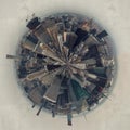 Round circle 360-degree view of New York cityscape as a miniature planet with skyscrapers