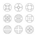 Round or circle logo mark collection set. Monoline Geometric logo mark