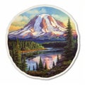 Detailed Mount Rainier Sticker: Realistic Die Cut Design