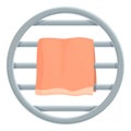 Round circle towel dryer icon cartoon . Rope interior