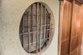 Round circle wood window japan style Royalty Free Stock Photo