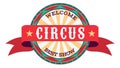 Round circus label. Carnival show badge template