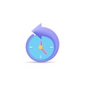 Round clock with arrow. Time keeping , measurement of time, time management and deadline, working hours concept. 3d vector icon.