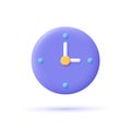 Round clock. 3d vector icon.