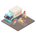 Round the clock delivery service and movers isometric vector concept Royalty Free Stock Photo