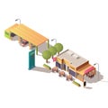 Petrol station and road cafe isometric vector