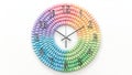Colorful Circular Clock with Rainbow Petal Dots Royalty Free Stock Photo