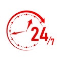 Round the clock, 24/7 service icon, monochrome style. Vector illustration
