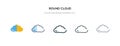 Round cloud icon in different style vector illustration. two colored and black round cloud vector icons designed in filled,