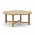 Round Light Wood Coffee Table with X- Shaped Base on White Background round table wooden table Royalty Free Stock Photo