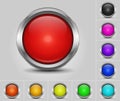 Round colored buttons with metallic border