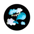 Round colored icons whale